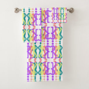 Rainbow Figures Intertwined Design Bath Towel Set
