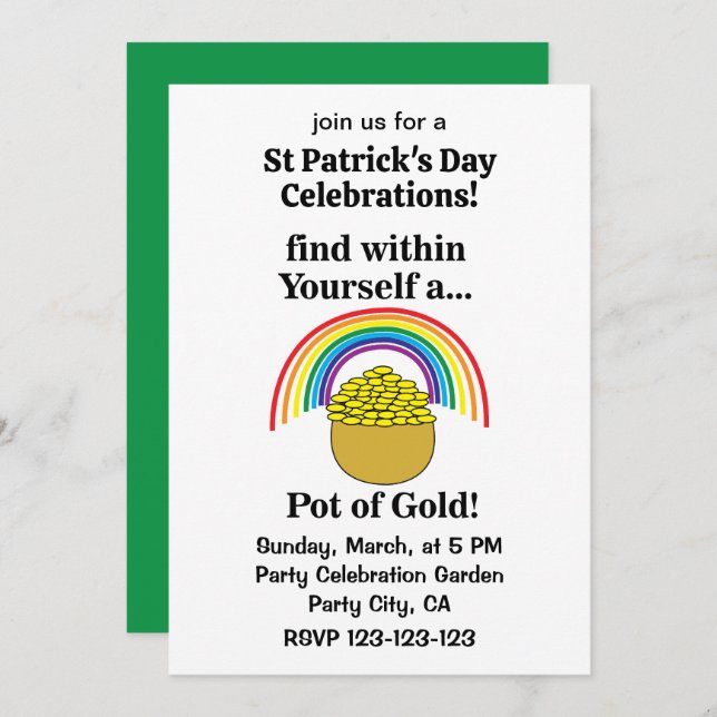 Rainbow Find Within Yourself A Pot Of Gold Invitation (Front/Back)