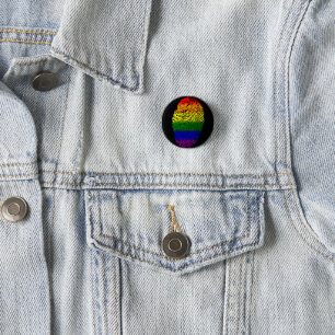 Rainbow Fingerprint LGBT Pride pin button