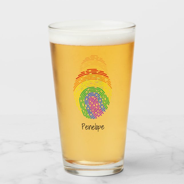 Rainbow Fingerprint Monogram Glass (Front Filled)