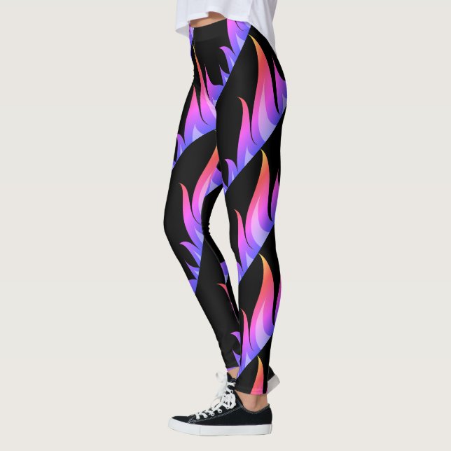Rainbow fire flames workout fitness gym leggings (Left)