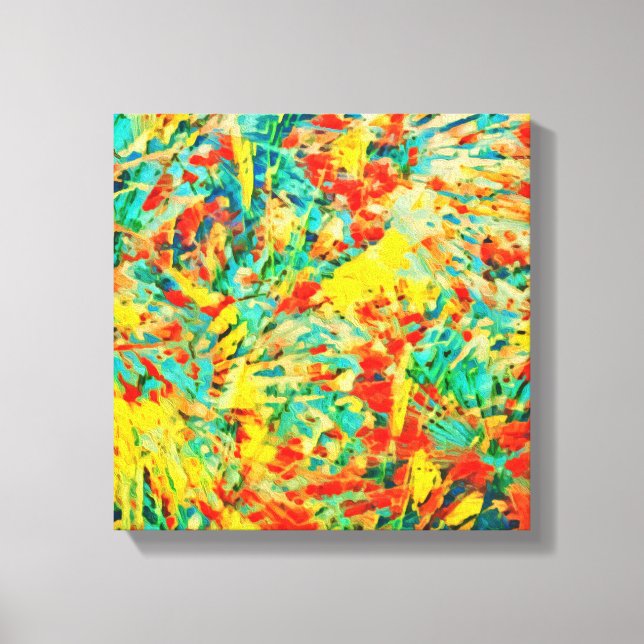 Rainbow Fireworks Celebration Art Abstract Canvas Print (Front)
