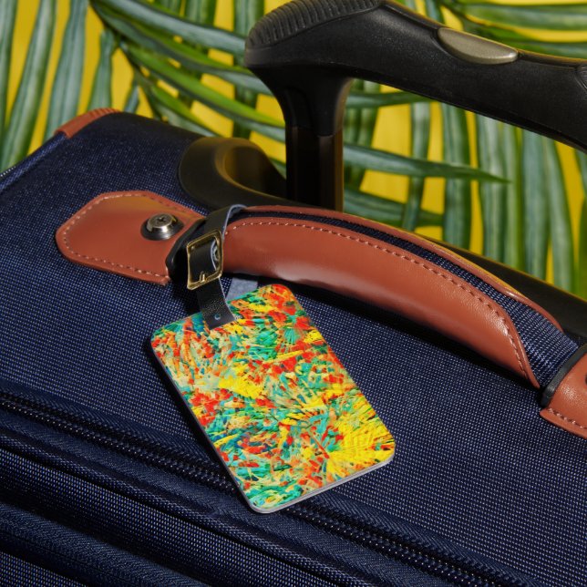 Rainbow Fireworks Celebration Art Abstract Luggage Tag (Front Insitu 1)