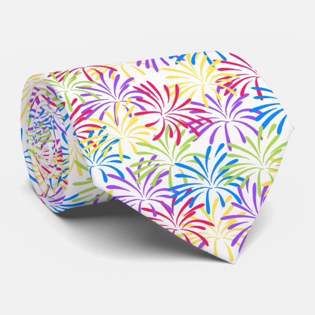Rainbow Fireworks Splash Tie (Rolled)