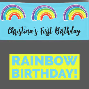Rainbow First Birthday  Banner