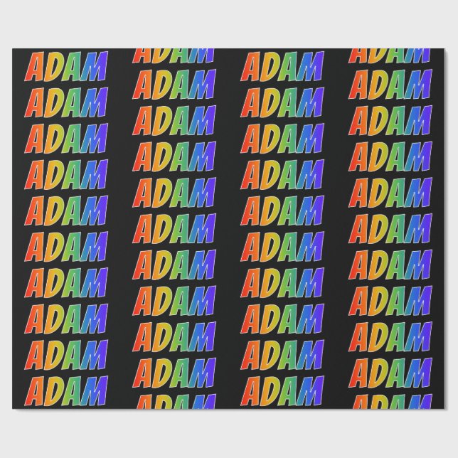 Rainbow First Name "ADAM"; Fun & Colourful Wrapping Paper (Flat)