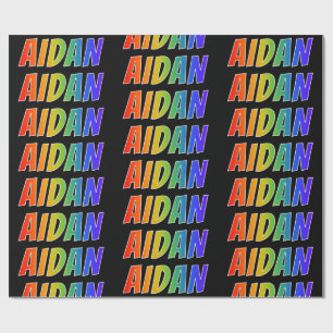 Rainbow First Name "AIDAN"; Fun & Colourful Wrapping Paper
