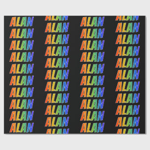 Rainbow First Name "ALAN"; Fun & Colourful Wrapping Paper