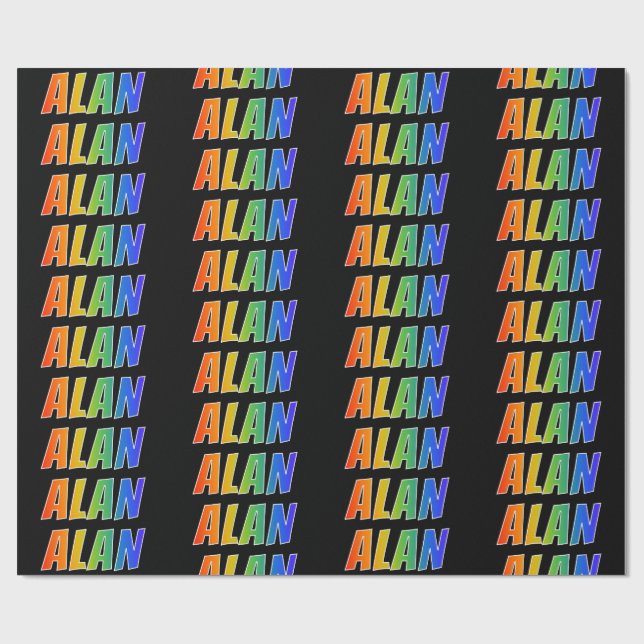 Rainbow First Name "ALAN"; Fun & Colourful Wrapping Paper (Flat)