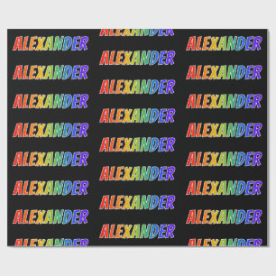 Rainbow First Name "ALEXANDER"; Fun & Colourful Wrapping Paper