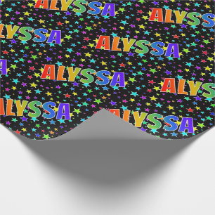 Rainbow First Name "ALYSSA" + Stars Wrapping Paper