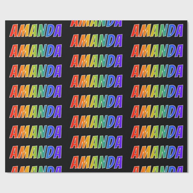 Rainbow First Name "AMANDA"; Fun & Colourful Wrapping Paper (Flat)