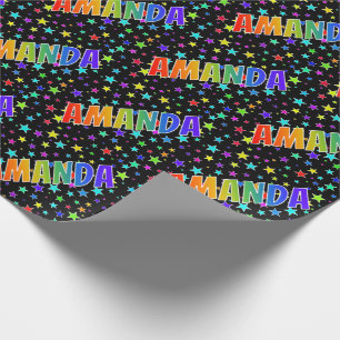 Rainbow First Name "AMANDA" + Stars Wrapping Paper