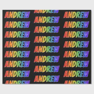 Rainbow First Name "ANDREW"; Fun & Colourful Wrapping Paper