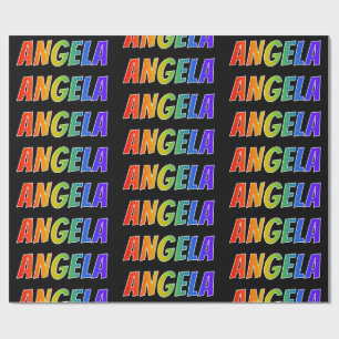 Rainbow First Name "ANGELA"; Fun & Colourful Wrapping Paper