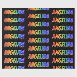 Rainbow First Name "ANGELINA"; Fun & Colourful Wrapping Paper