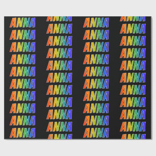 Rainbow First Name "ANNA"; Fun & Colourful Wrapping Paper
