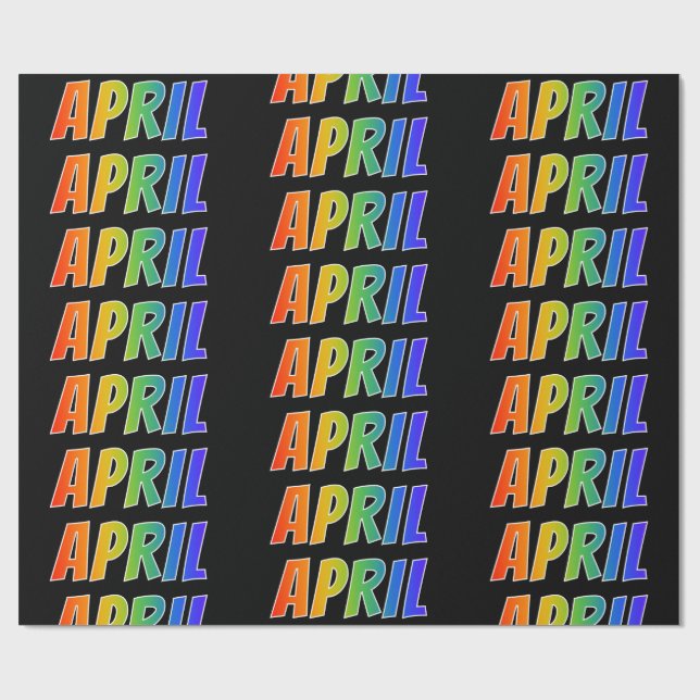 Rainbow First Name "APRIL"; Fun & Colourful Wrapping Paper (Flat)