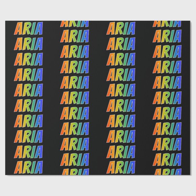 Rainbow First Name "ARIA"; Fun & Colourful Wrapping Paper (Flat)
