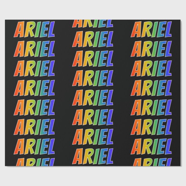 Rainbow First Name "ARIEL"; Fun & Colourful Wrapping Paper (Flat)