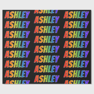 Rainbow First Name "ASHLEY"; Fun & Colourful Wrapping Paper