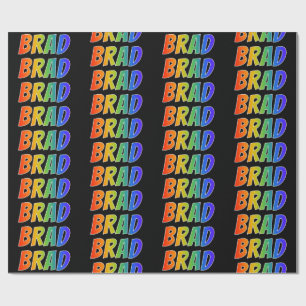 Rainbow First Name "BRAD"; Fun & Colourful Wrapping Paper