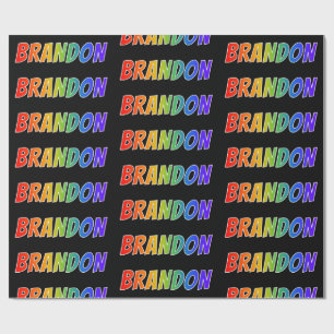 Rainbow First Name "BRANDON"; Fun & Colourful Wrapping Paper