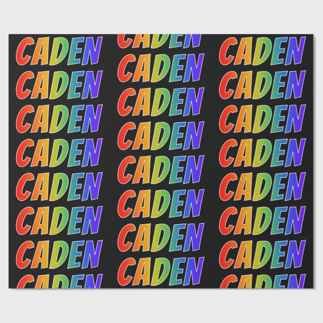 Rainbow First Name "CADEN"; Fun & Colourful Wrapping Paper (Flat)