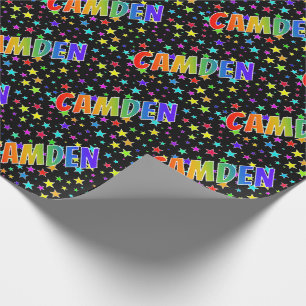 Rainbow First Name "CAMDEN" + Stars Wrapping Paper