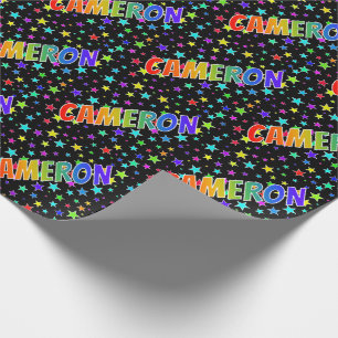 Rainbow First Name "CAMERON" + Stars Wrapping Paper