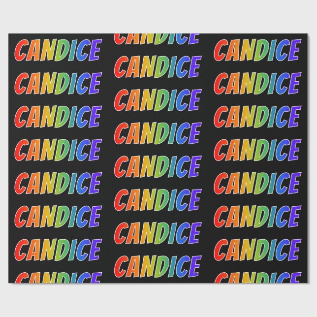 Rainbow First Name "CANDICE"; Fun & Colourful Wrapping Paper (Flat)