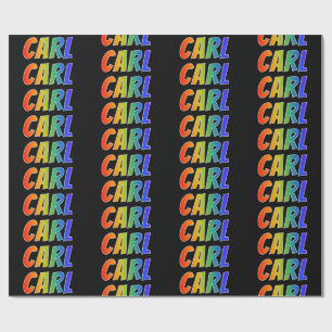 Rainbow First Name "CARL"; Fun & Colourful Wrapping Paper