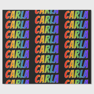 Rainbow First Name "CARLA"; Fun & Colourful Wrapping Paper
