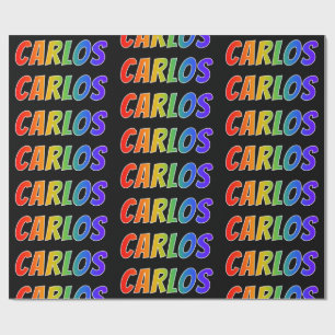 Rainbow First Name "CARLOS"; Fun & Colourful Wrapping Paper