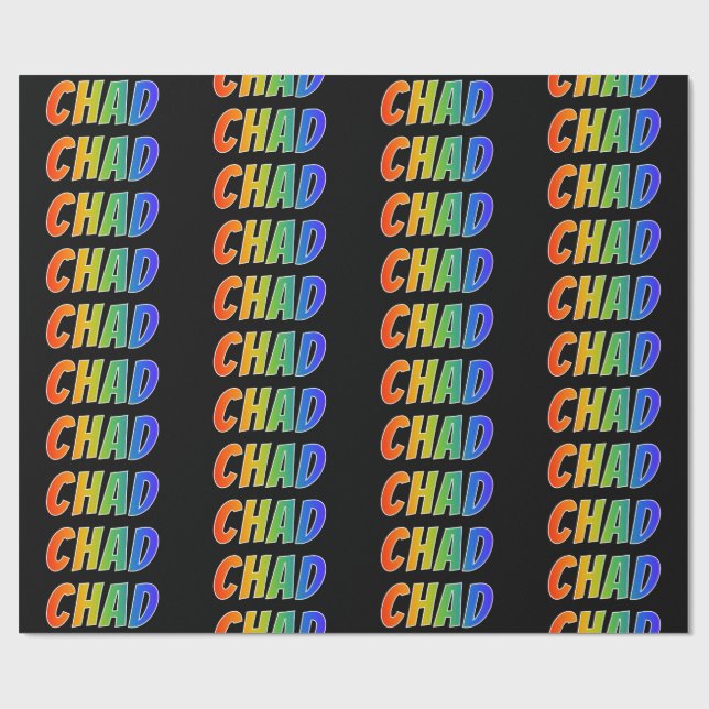 Rainbow First Name "CHAD"; Fun & Colourful Wrapping Paper (Flat)