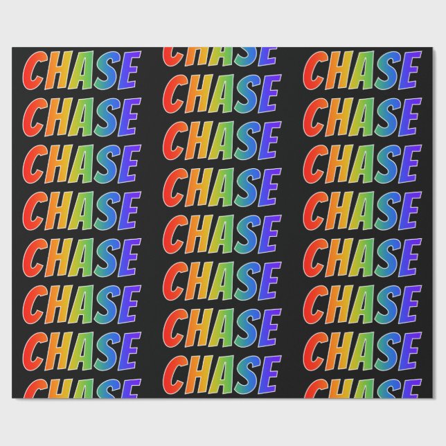 Rainbow First Name "CHASE"; Fun & Colourful Wrapping Paper (Flat)