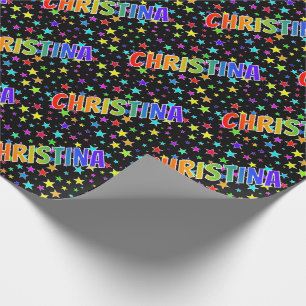 Rainbow First Name "CHRISTINA" + Stars Wrapping Paper
