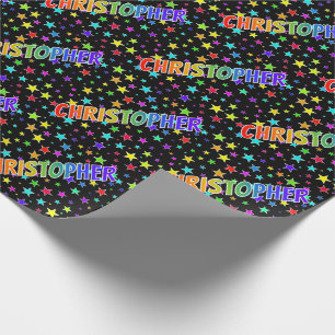 Rainbow First Name "CHRISTOPHER" + Stars Wrapping Paper