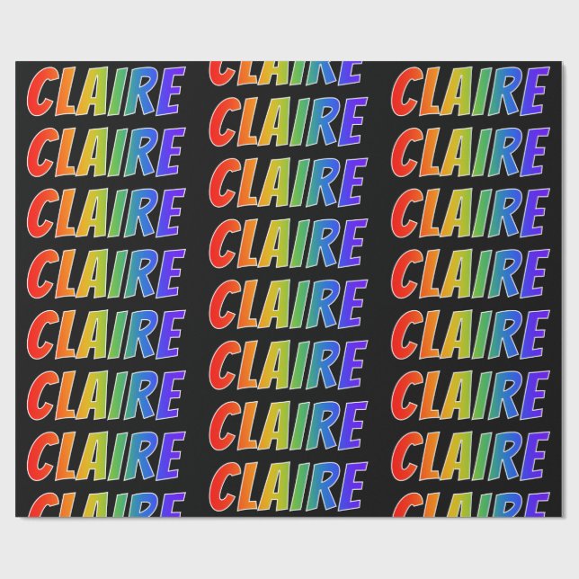 Rainbow First Name "CLAIRE"; Fun & Colourful Wrapping Paper (Flat)
