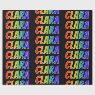 Rainbow First Name "CLARA"; Fun & Colourful Wrapping Paper