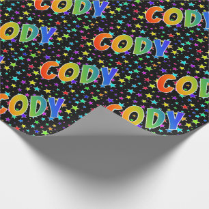Rainbow First Name "CODY" + Stars Wrapping Paper