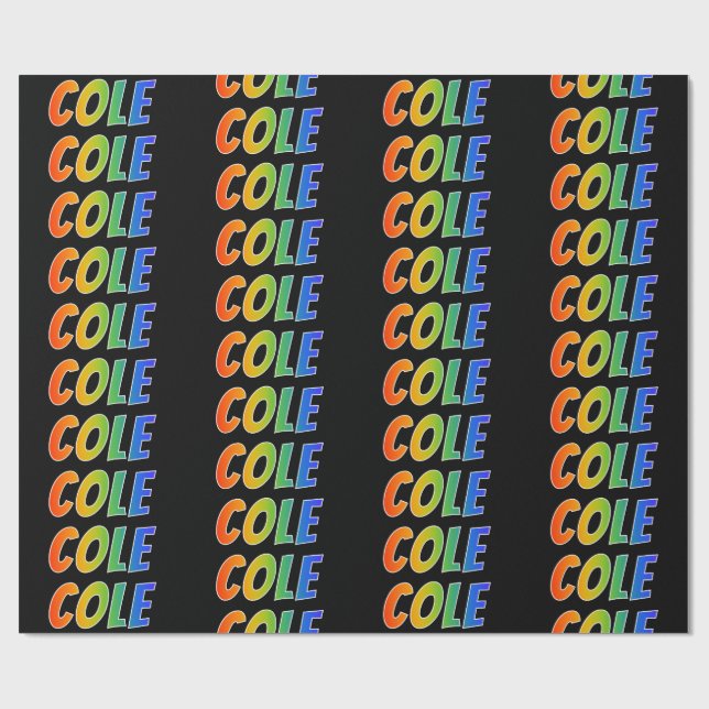 Rainbow First Name "COLE"; Fun & Colourful Wrapping Paper (Flat)