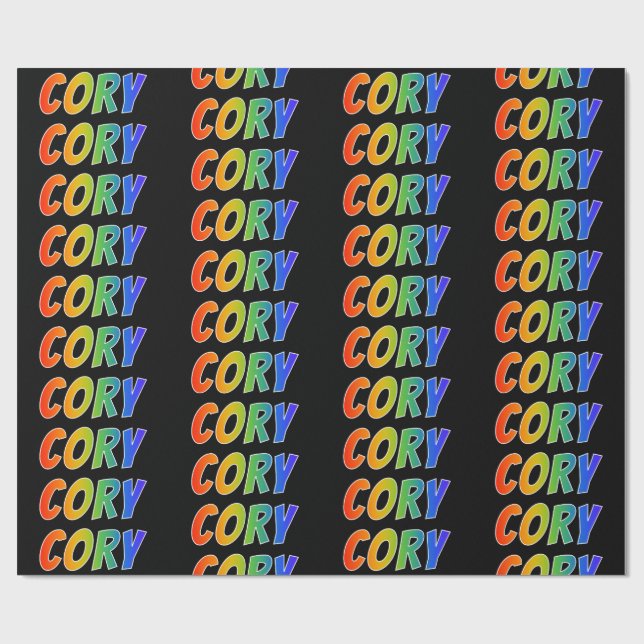 Rainbow First Name "CORY"; Fun & Colourful Wrapping Paper (Flat)