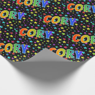 Rainbow First Name "CORY" + Stars Wrapping Paper