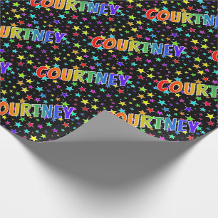 Rainbow First Name "COURTNEY" + Stars Wrapping Paper