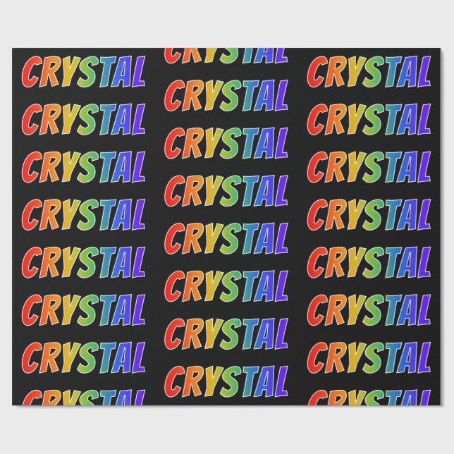 Rainbow First Name "CRYSTAL"; Fun & Colourful Wrapping Paper (Flat)