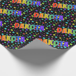 Rainbow First Name "DAKOTA" + Stars Wrapping Paper