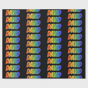 Rainbow First Name "DAVID"; Fun & Colourful Wrapping Paper