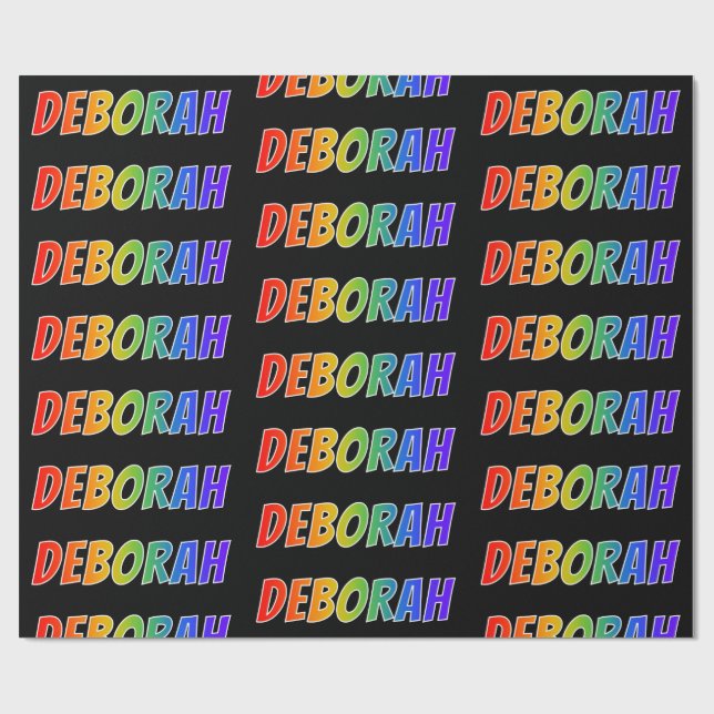 Rainbow First Name "DEBORAH"; Fun & Colourful Wrapping Paper (Flat)