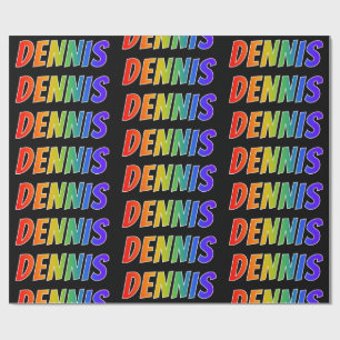 Rainbow First Name "DENNIS"; Fun & Colourful Wrapping Paper